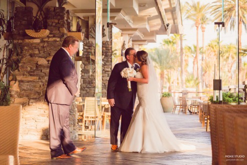 Bride Walks with Father and StepFather