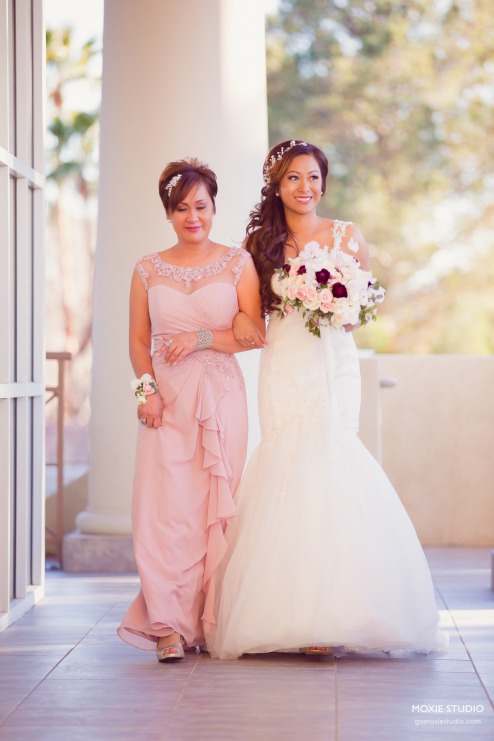 Bride Escorted by her Mom