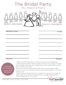 Bridal Party Planning Page