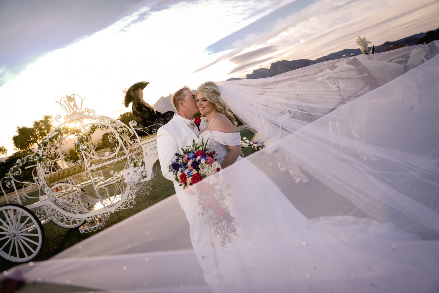 Las Vegas Fairytale Wedding at TPC with horse and carriage