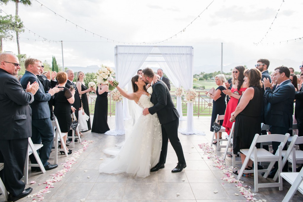 Bride and Groom celebrate a romantic wedding at Canyon Gate Country Club