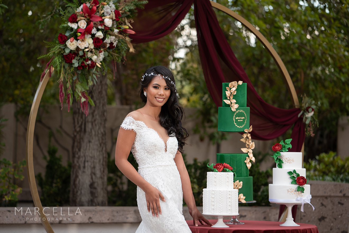 bride at emerald at queensridge wearing Lovest outdoors