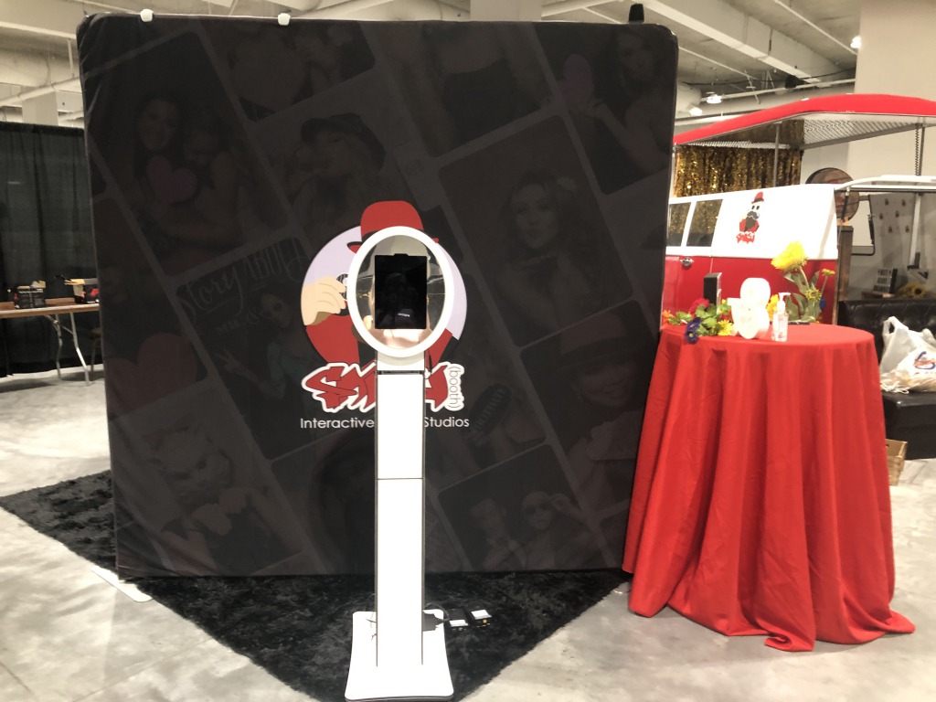 A traditional photo booth setup