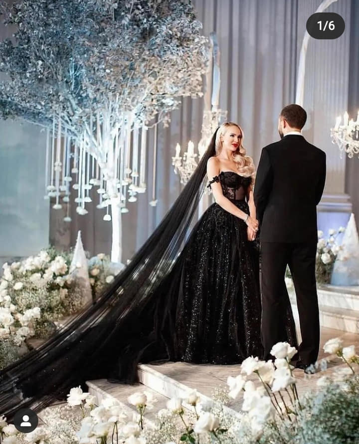 Dramatic black wedding gown