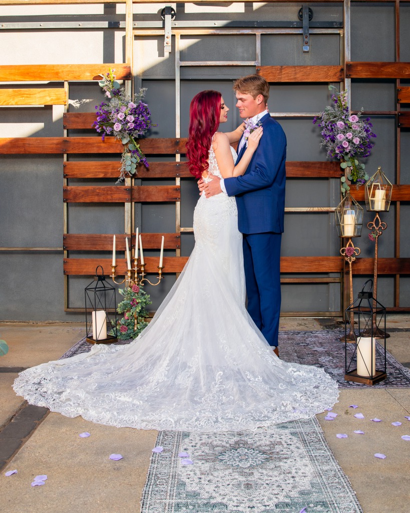 Gorgeous couple at Lavender Boulder City Wedding Styled Shoot
