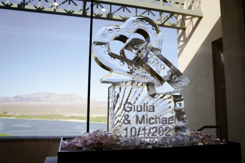 Giulia and Michael's ice sculpture for their Las Vegas Wedding