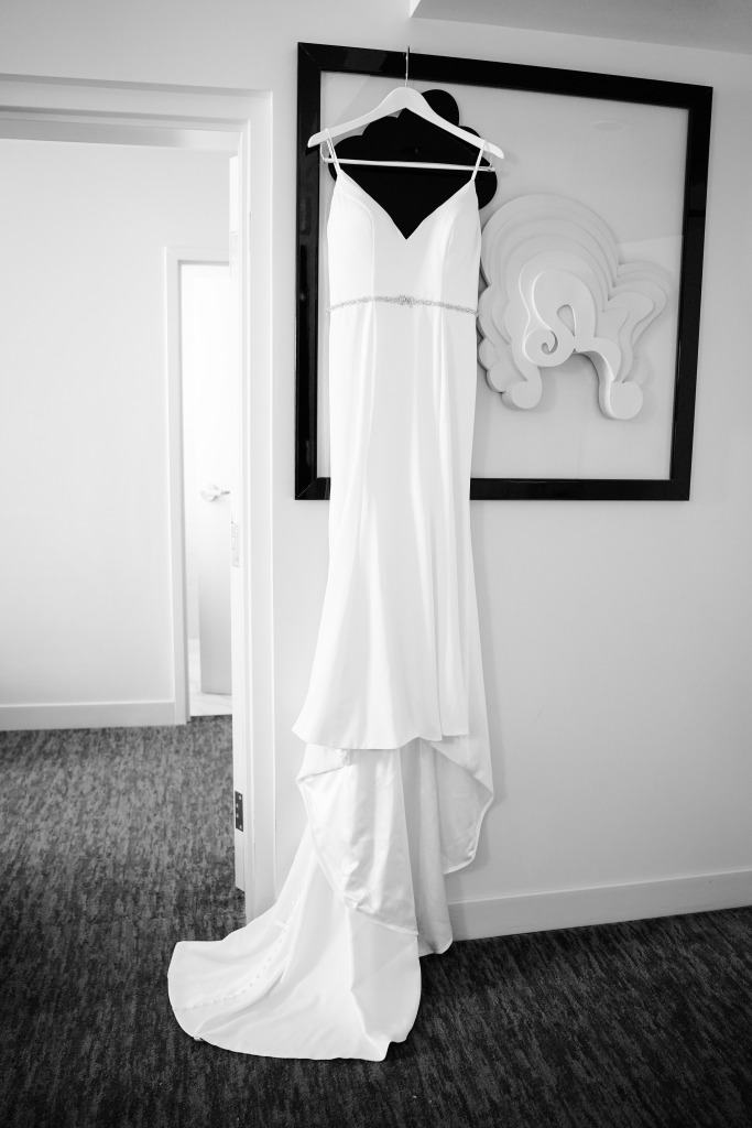 The Wedding Dress on Display for a Las Vegas Wedding at Paiute Country Club