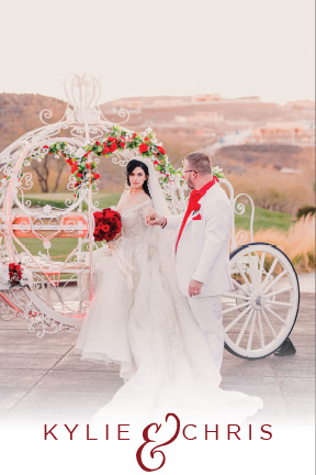 Their wedding came straight out of a fairytale book. Kylie was delivered to the ceremony on horse and carriage. Their white decor with red accents were absolutely stunning.