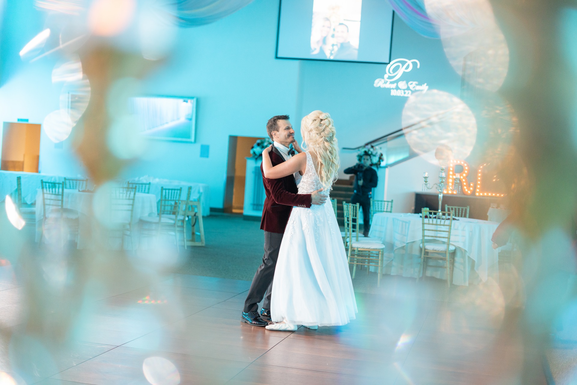 The happy couple have their first dance at their Las Vegas wedding.